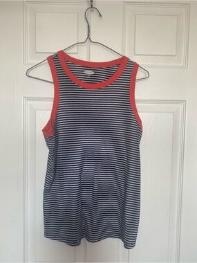 Old Navy Striped Ringer Tank Top Navy Blue White Orange Size M